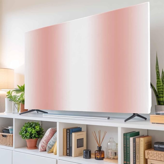 Coral Red White Gradient Indoor TV Cover, Elastic TV Screen Protector Modern by Unknown