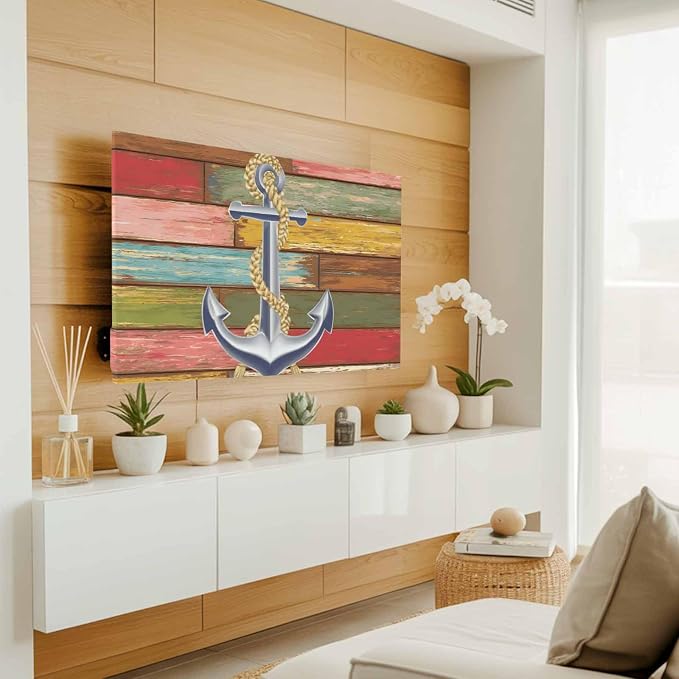 Nautical Anchor Marine Indoor TV Cover, Elastic TV Screen Protector Farm - Image 2