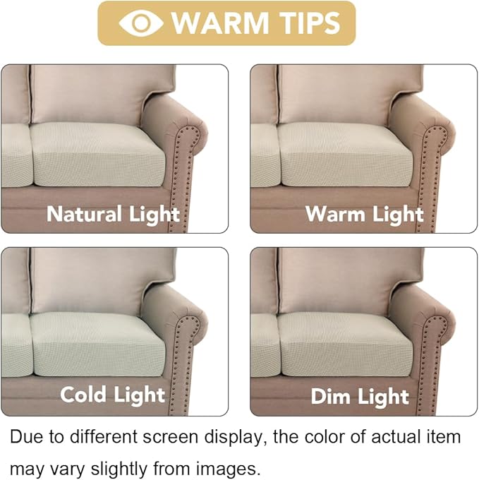 H.VERSAILTEX Super Stretch Individual Seat Cushion Covers Sofa Covers Couch Cushion Covers Slipcover Sets Thick Jacquard Textured Twill Fabric (2 Piece Medium Sofa Cushion Covers, Island Fossi)