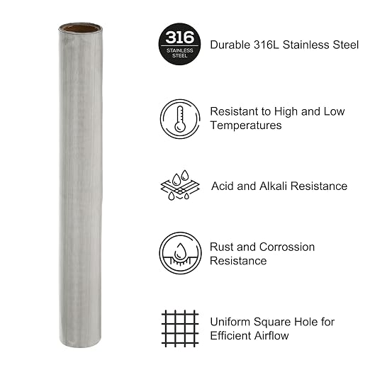 PATIKIL 40" L x 10" W Woven Wire Mesh, 350 Mesh 316L Stainless Steel Air Vent - Image 3