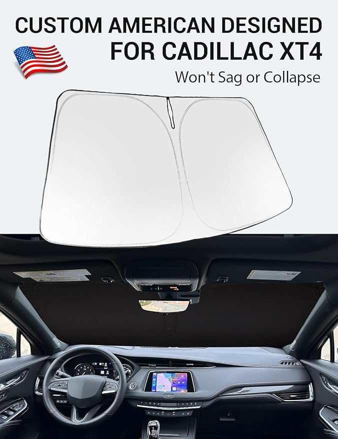 Proadsy Windshield Sun Shade for Cadillac XT4 2019-2025 2026 4-Layer Foldable - Image 2