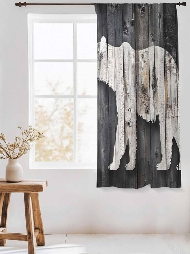 Sheer Curtains 72 Inches Long, Farmhouse Country Vintage Wood Grain Privacy - Image 3