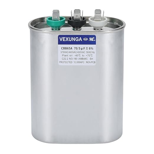 VEXUNGA 70/5 uF 70+5 MFD 370V 440V 450V Oval Dual Run Start AC Capacitor 70 5 by VEXUNGA