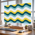 Ombre Yellow Turquoise Waves Indoor TV Cover, Elastic TV Screen Protector by Unknown