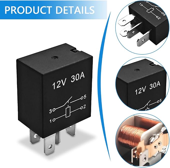 4-Pack 4 Pin 12V 30A Multi-Purpose Automotive Relay, Heavy Duty Stable Relay - Image 4