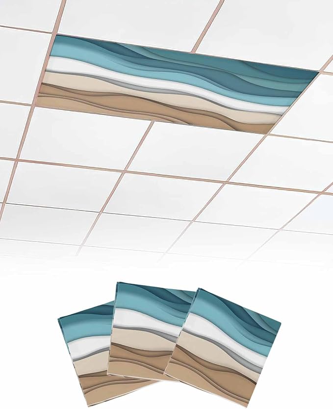 3 Pack Turquoise Ombre Fluorescent Light Covers Teal Turquoise Brown Gradient by Unknown