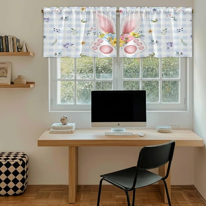 Easter Kitchen Tier Curtains 36 Inch Long 2 Panel Set, Rod Pocket Half Window - Image 6