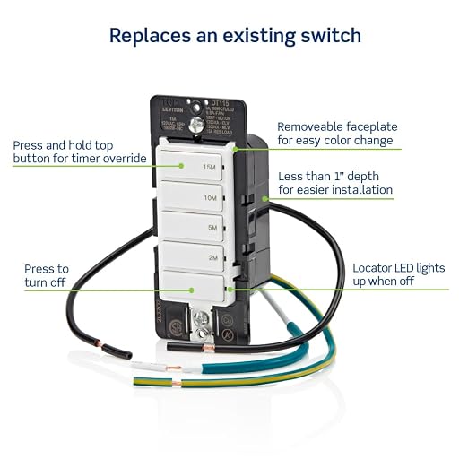 Leviton Countdown Timer Switch for bathroom fan and household lights, 2-5-10-15 - Image 3