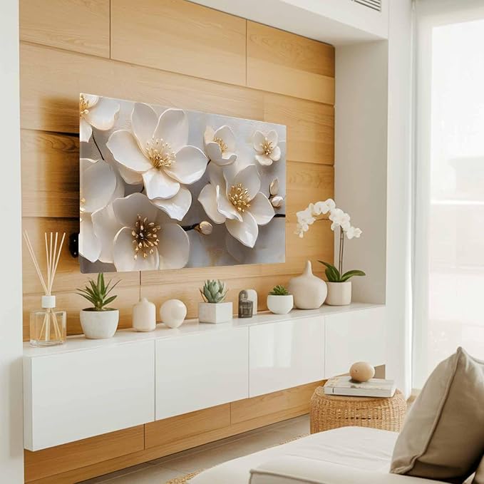 Spring Flower White Tulip Indoor TV Cover, Elastic TV Screen Protector - Image 2