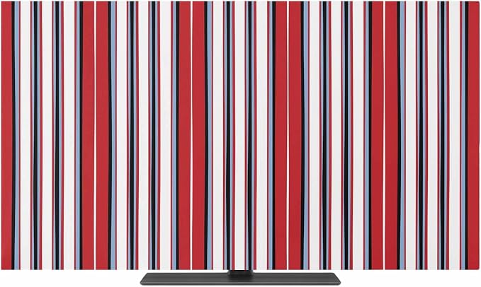 Modern Minimalist Stripe Line on White Indoor TV Cover, Elastic TV Screen by Unknown
