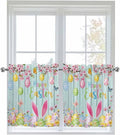 Happy Easter Half Window Curtains 24 Inches Long, Spring Bunny Eggs Flower Teal by Unknown