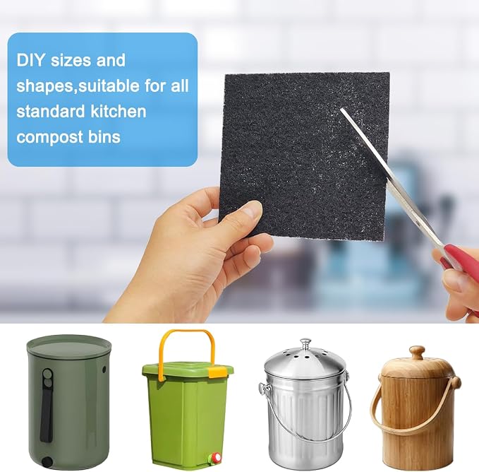 4 Pack Charcoal Filters for Compost Bucket, 6.7inch & 5inch Compost Filters for - Image 5