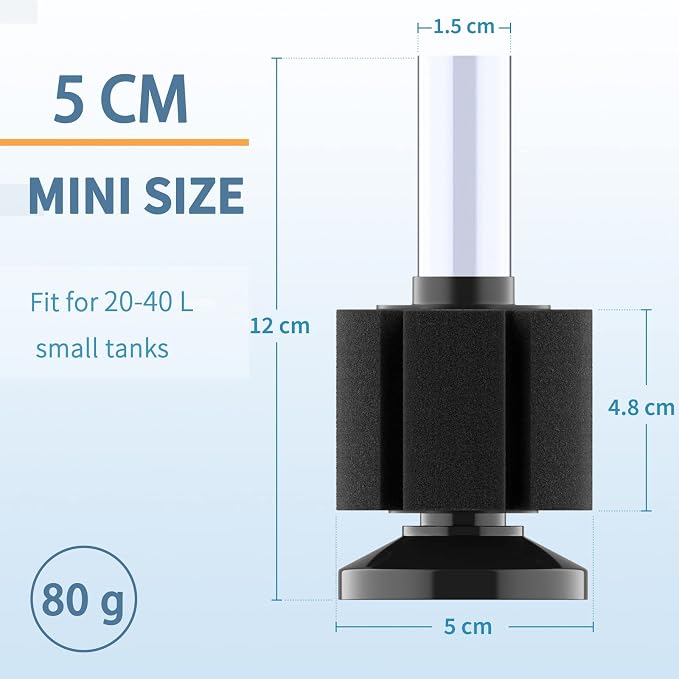 Pawfly Aquarium Nano Bio Sponge Filter Quiet Betta Fry Shrimp and Small Fish - Image 4