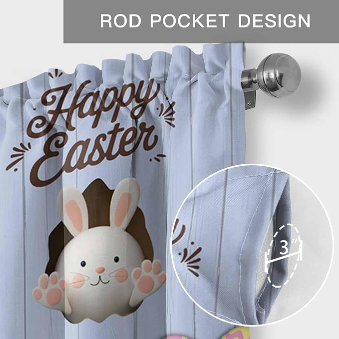 Blue Easter Curtain Valances for Windows, Kitchen Valance Window Treatment - Image 5