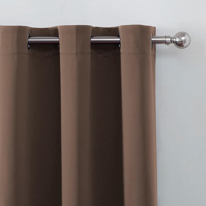 LEMOMO Blackout Curtains 66 x 54 Inch Long Chocolate Curtains Set of 2 Panels Room Darkening Curtains for Bedroom and Living Room