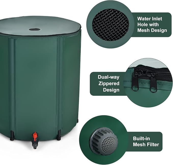 Goplus 60 Gallon Collapsible Rain Barrel, Portable Rain Barrels to Collect - Image 5