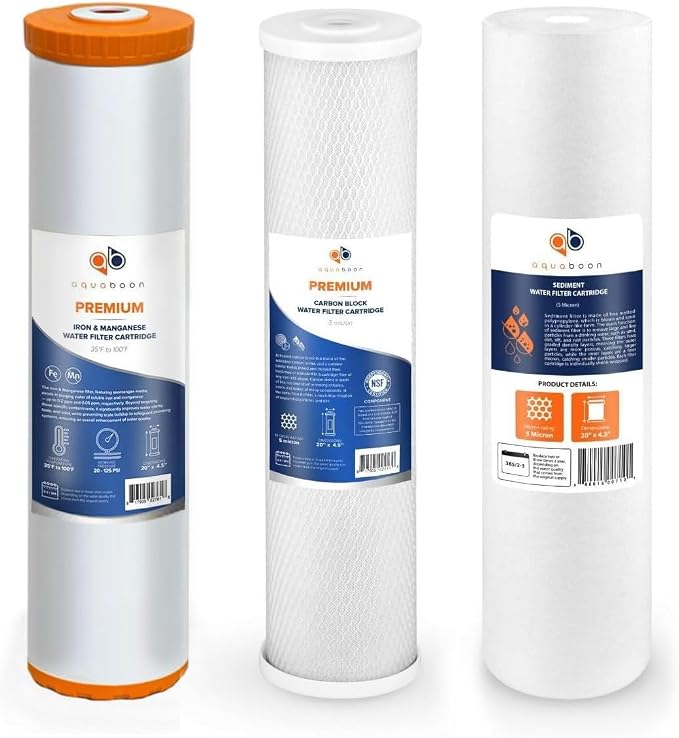 Aquaboon 5 Micron 20 x 4.5 Sediment, Iron & Manganese, CTO Whole House Water by Aquaboon