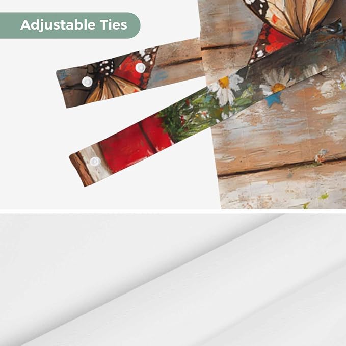 Country Flower Tie Up Valance for Window, Western Texas Star Butterfly Barn - Image 8