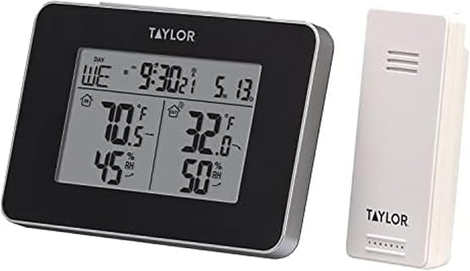 Taylor Wireless Digital Indoor Outdoor Thermometer and Hygrometer, Weather by Taylor