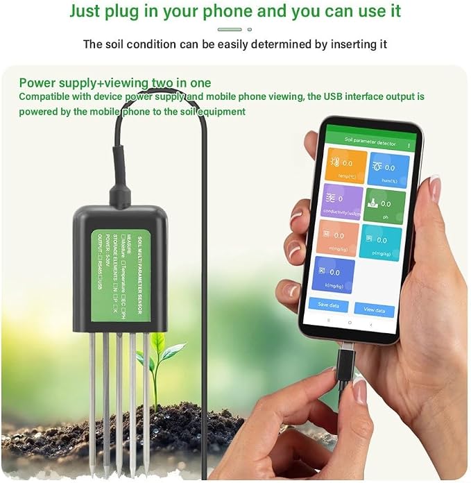 8-in-1 USB Soil Sensor, Waterproof And Rust Proof Probe USB Sensor - Image 8