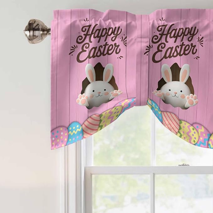 Pink Easter Tie Up Valance Curtains - Image 4