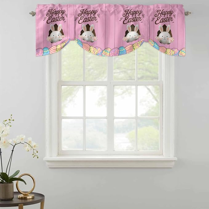 Pink Easter Tie Up Valance Curtains - Image 2