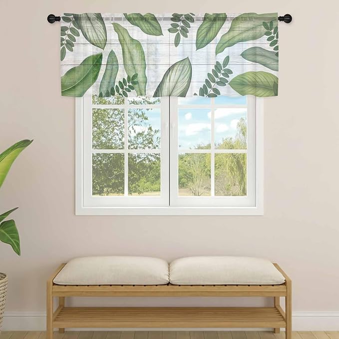 Summer Palm Leaf Sheer Valance Curtains - Image 4