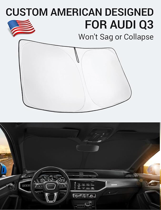 Proadsy Windshield Sun Shade for Audi Q3 2019-2025 2026 Foldable Front Sunshade - Image 2