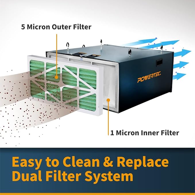 POWERTEC AF1045 3-Speed Remote Controlled Air Filtration System, Hanging Air - Image 3