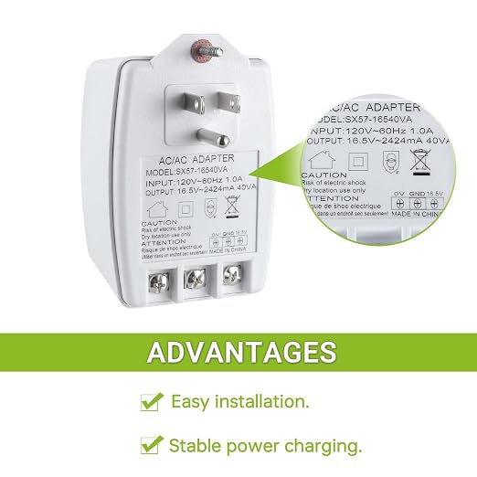 16.5V 40VA Plug in Thermostat and Doorbell Transformer Compatible - Image 3