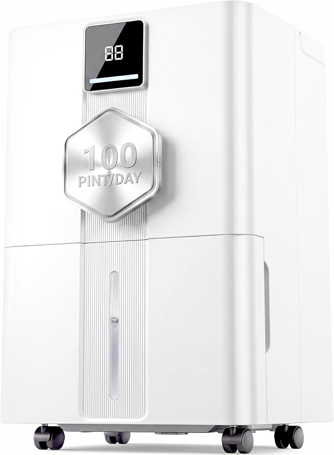 Dehumidifier for Basement and Home, 6000 Sq. Ft 100 Pint Portable Dehumidifier by KEGIAN