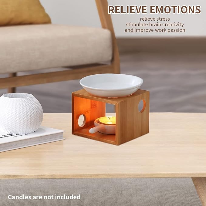 Wooden Essential Oil Burner, Aromatherapy Burner Oil Warmer Diffuser, WaxMelt - Image 7