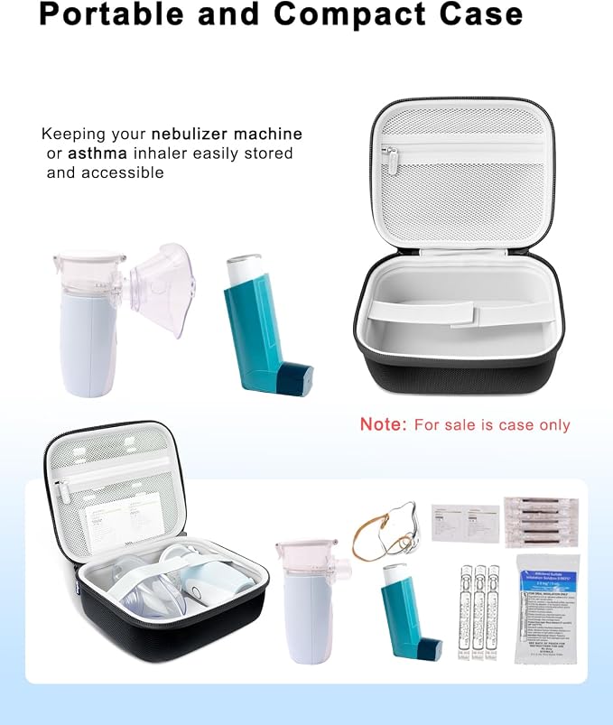 Carrying Case for Portable Handheld Inhaler Nebulizer Asthma Inhaler Black | - Image 2