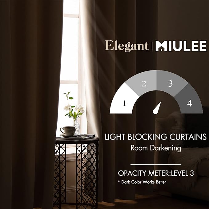 MIULEE Blackout Curtains 96 Inches Long for Bedroom Living Room Thermal Insulated Room Darkening Grommet Top Solid Light Blocking Drapery Set of 2 Window Panels Beige