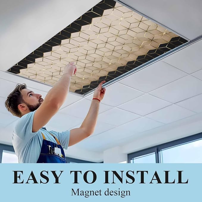 2x4 ft Fluorescent Light Cover for Ceiling Modern Brown Black Geometric Texture - Image 6
