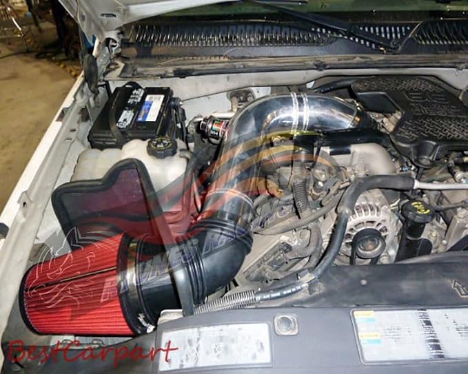 Cold Air Intake System with Heat Shield Kit + Filter Combo RED Compatible - Image 6