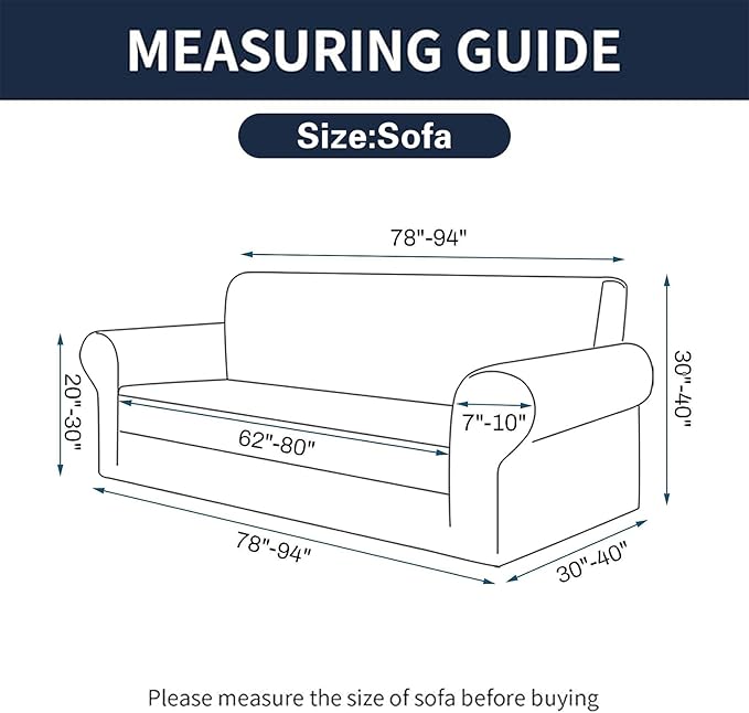 Cupuamon 2026 New Stretch Sofa Slipcovers Couch Cover for 3 Cushion Furniture Protector Sofa Covers with Elastic Bottom Jacquard Fabric Small Checks for Pets, Kids -Sofa, Silver