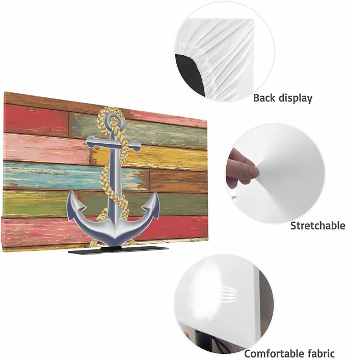 Nautical Anchor Marine Indoor TV Cover, Elastic TV Screen Protector Farm - Image 7