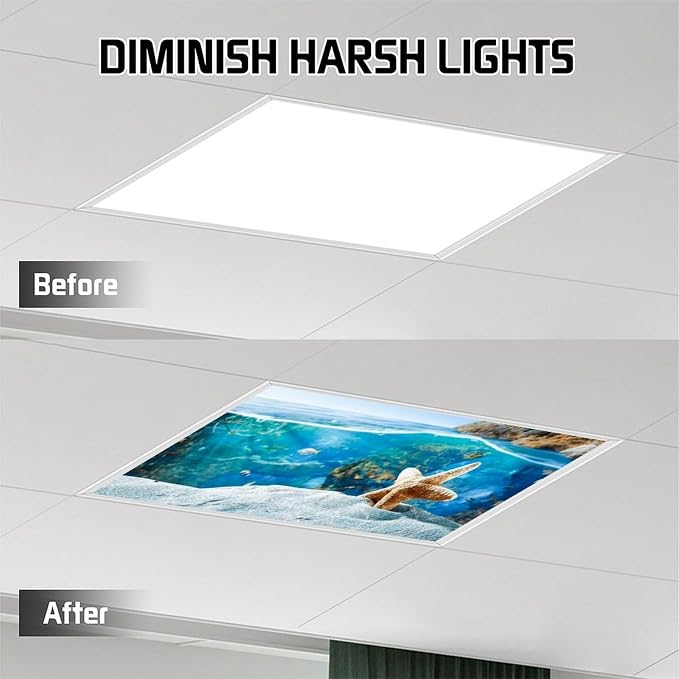 2PCS Fluorescent Light Covers for Classroom Ceiling Lights Magnetic Light Covers - Image 7