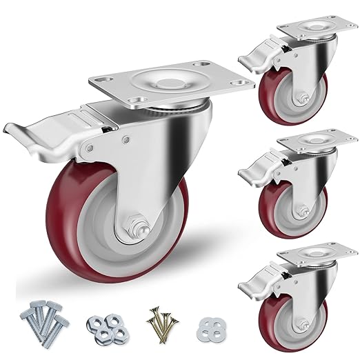 4" Heavy Duty Plate Casters by CLOATFET