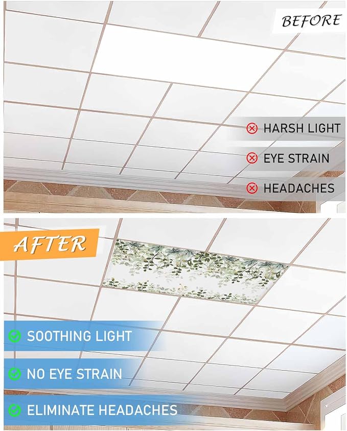 2 Pack Fluorescent Light Cover for Classroom Ceiling Light, Sage Green - Image 6