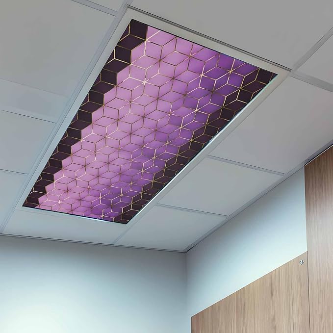 2x4 ft Fluorescent Light Cover for Ceiling Modern Gradient Purple Geometric - Image 9
