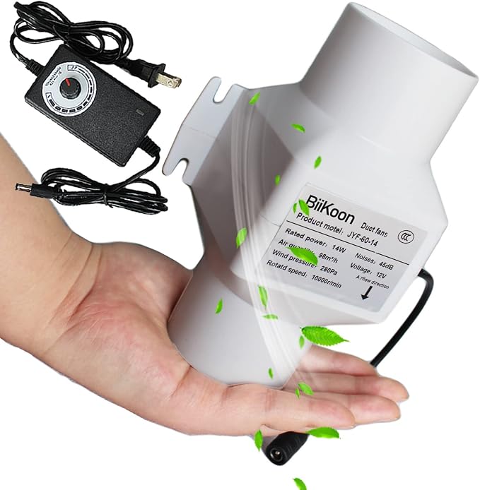 Small Inline Duct Fan 12V 2.36 Inch 60Mm Ventilation Exhaust Booster 14W 58 Cfm by Unknown