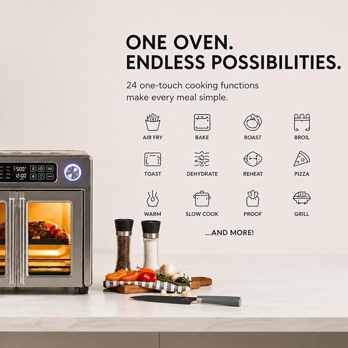 Emeril Lagasse Extra Large French Door Air Fryer Toaster Oven Combo, 24 Cooking - Image 3