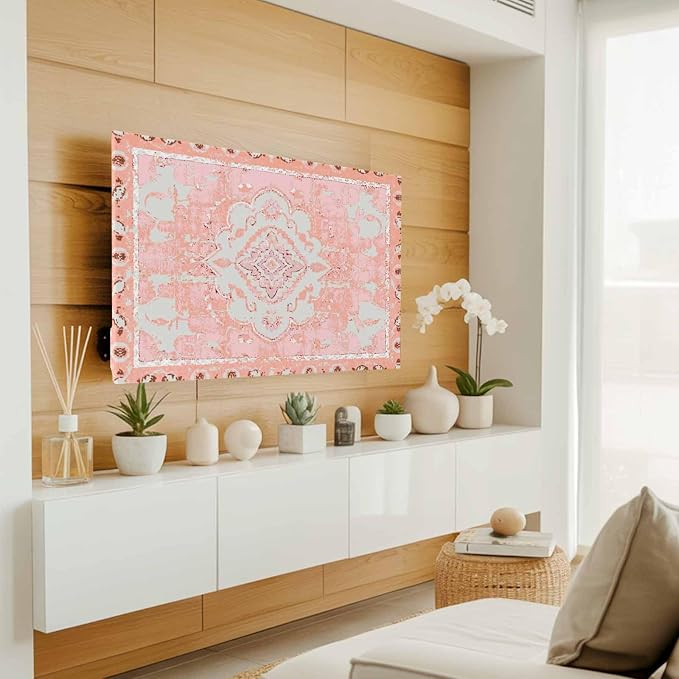 Gradient Pink Tribe Geometric Indoor TV Cover, Elastic TV Screen Protector - Image 3