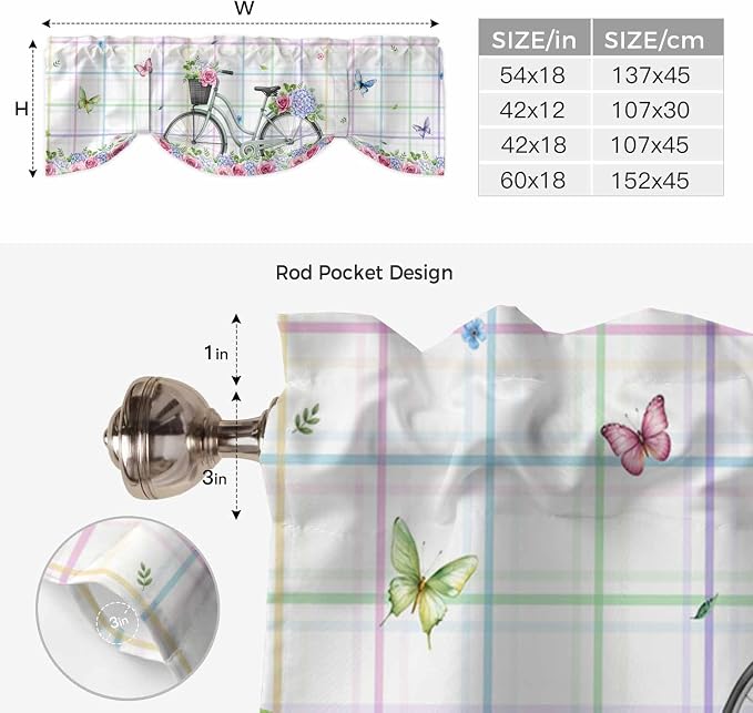 Spring Tie Up Valance Curtains for Windows, Kitchen Curtains Window Shades - Image 6
