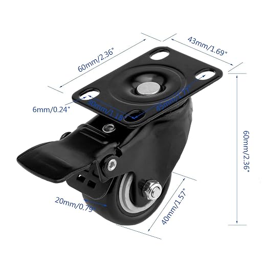 4 PCS 1.5 inch Heavy Duty Caster Wheels Polyurethane PU Rubber Swivel Casters - Image 4