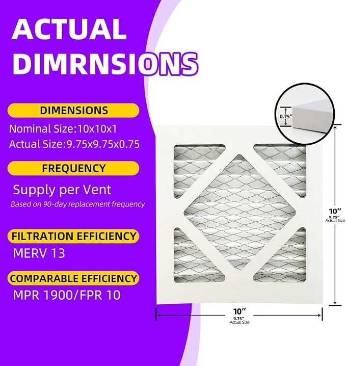 10x10x1 MERV 13 Pleated Air Filter MPR 1500-1900 & FPR 10, Furnace Air Filters - Image 4