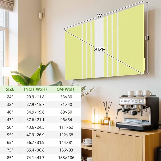 Yellow Stripe Color Block Indoor TV Cover, Elastic TV Screen Protector - Image 4