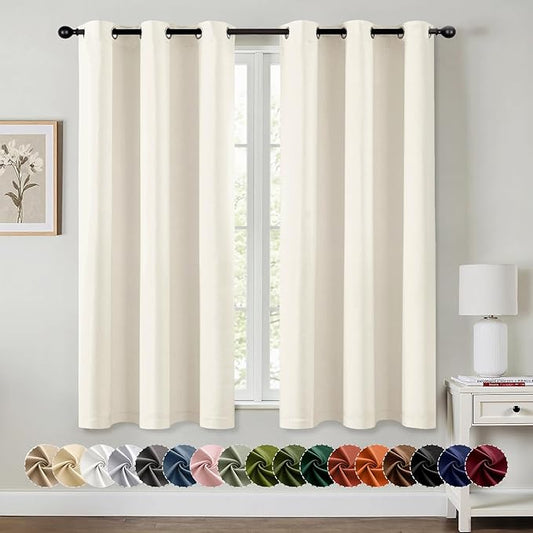 MIULEE Birch Blackout Curtains for Bedroom Living Room 54 Inches Long 2 Panels, Thermal Insulated Room Darkening Drapes Solid Grommet Noise Reduction Light Blocking Window Treatments 40x54 Inch